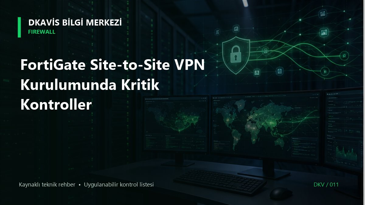 FortiGate Site-to-Site VPN Kurulumunda Kritik Kontroller teknik rehber kapak görseli