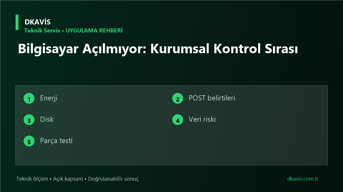 Bilgisayar Açılmıyor: Kurumsal Kontrol Sırası
