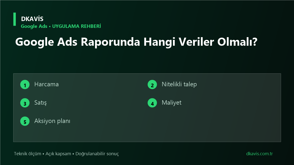Google Ads Raporunda Hangi Veriler Olmalı? teknik rehber kapak görseli