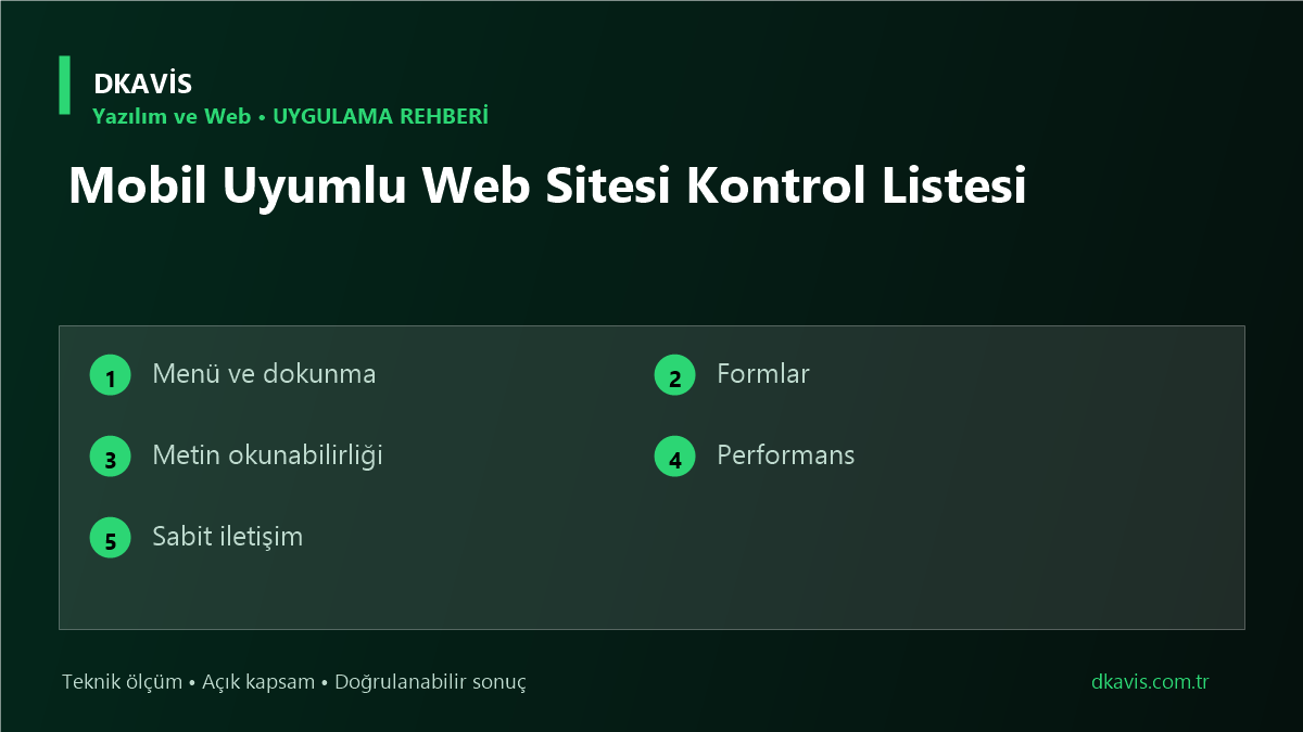 Mobil Uyumlu Web Sitesi Kontrol Listesi teknik rehber kapak görseli