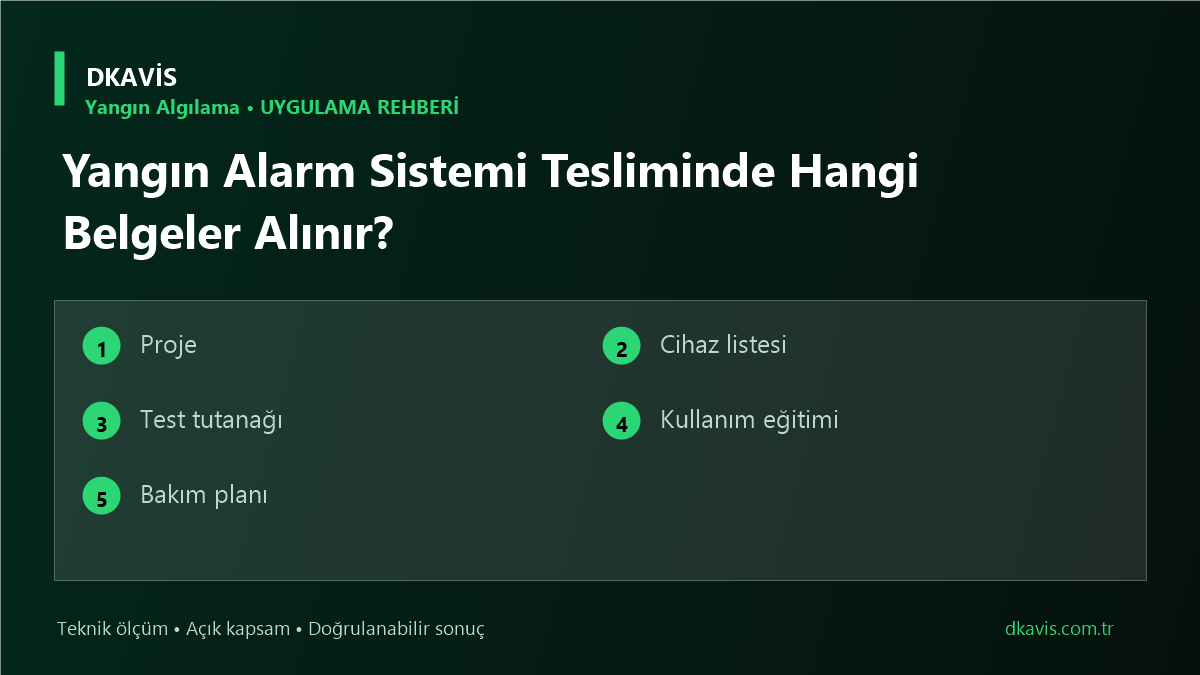 Yangın Alarm Sistemi Tesliminde Hangi Belgeler Alınır? teknik rehber kapak görseli