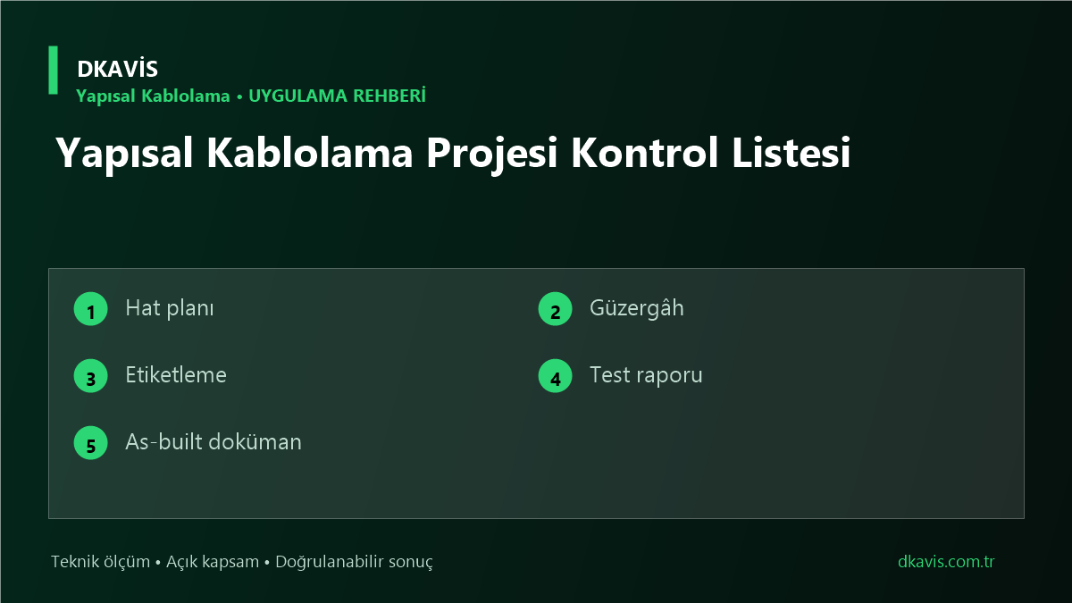 Yapısal Kablolama Projesi Kontrol Listesi